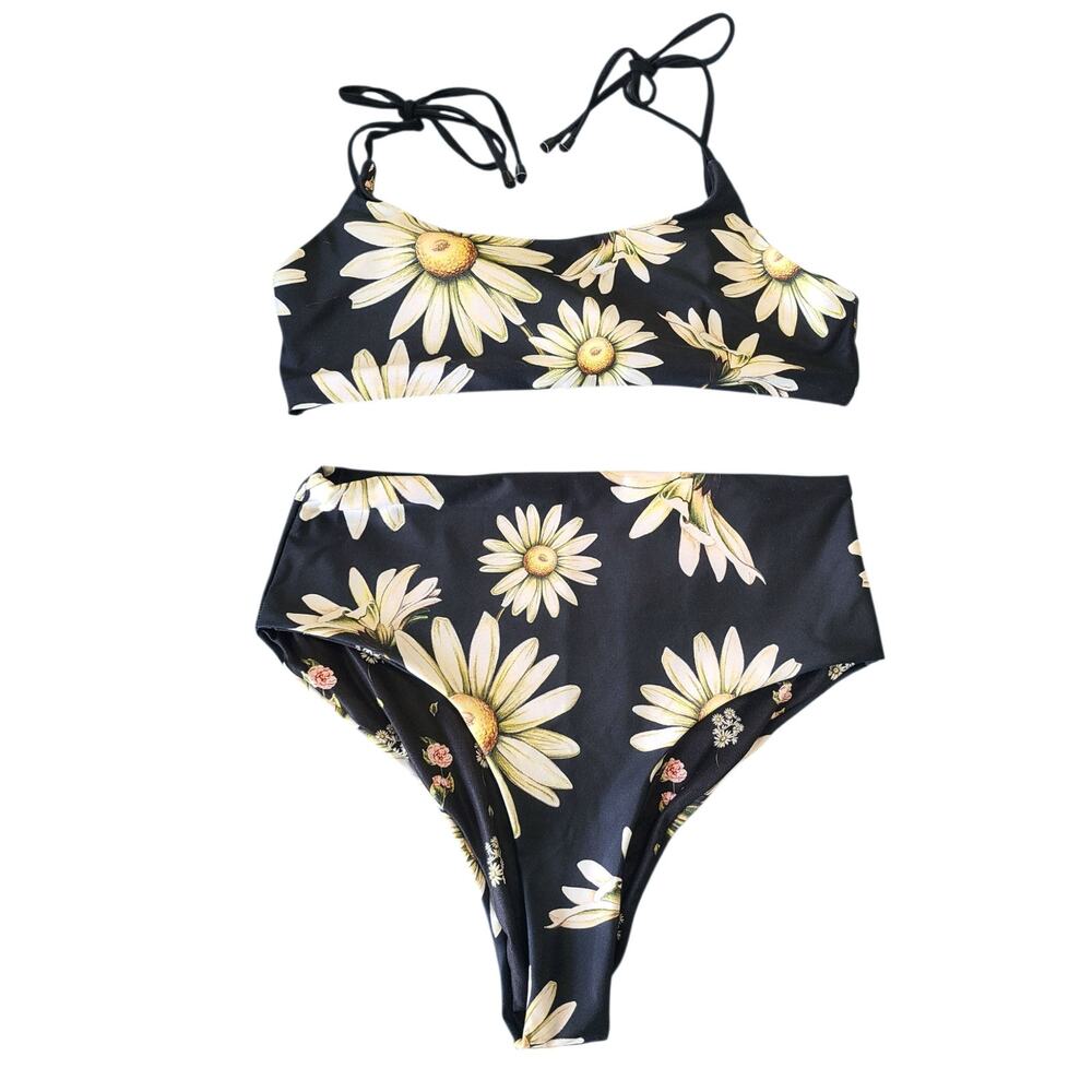 Agua Bendita Egle Moss Reversible Daisy Bikini Set Large L High Waisted Floral